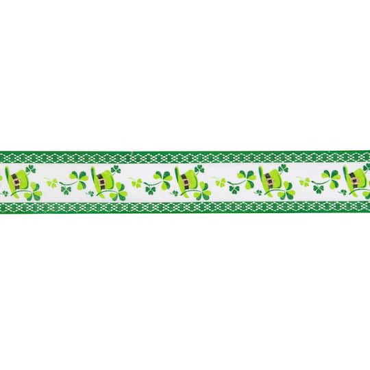 2.5" x 10yd. St. Patrick's Day Shamrock & Hat Wired Spring Craft Ribbon By Northlight | Michaels®
